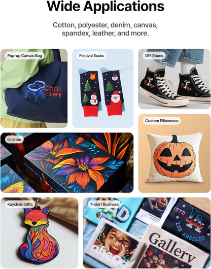 Apparel Printer Bundle with Shaker Oven, 14'' A3 DTF Printer T-Shirt Printing, One-Click Print-To-Bake, High-Speed with Dual I1600 Printheads, Multi-Fabric Compatible, 24/7 Auto-Maintenance