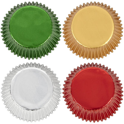 Green, Gold, Silver and Red Foil Christmas Cupcake Liners, 48-Count