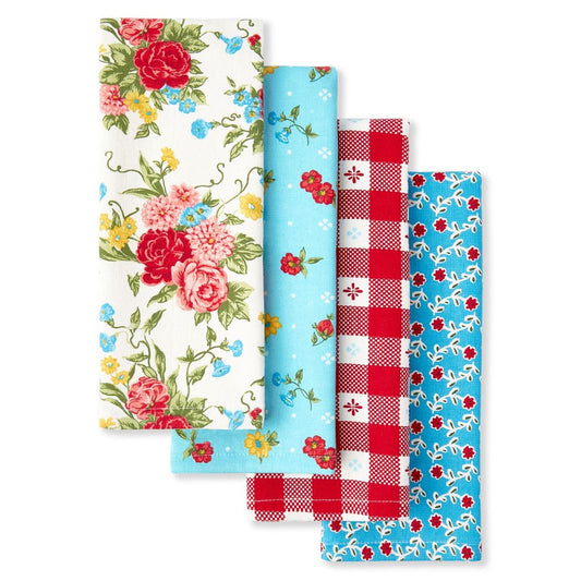 Sweet Rose Kitchen Towel Set, Multicolor, 16"W X 28"L, 4 Piece