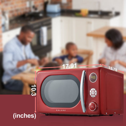 0.7 Cu Ft Retro Countertop Microwave Oven, 700 Watts, Red, New