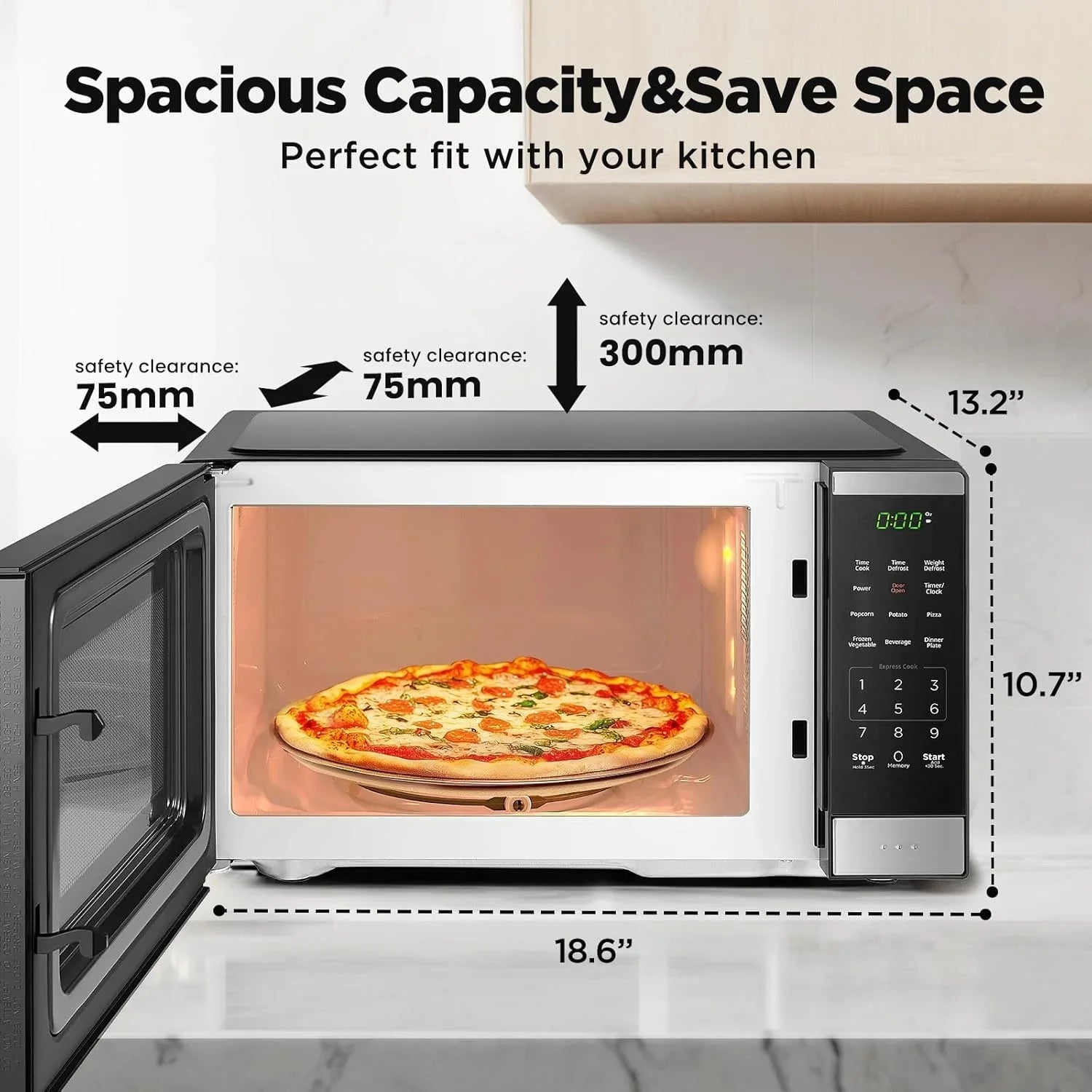 0.9 Cu Ft Microwave Oven Countertop , 6 Auto Menus, 10 Power Levels, Digital Panel, 900W