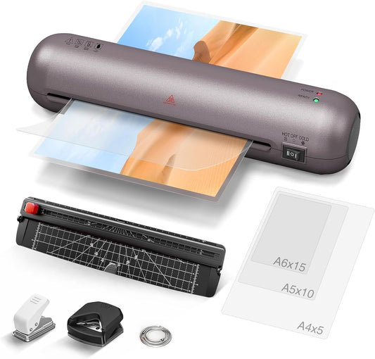 Laminator, A4 Laminator Machine, 9 Inch with 6 In-1 Personal Desktop Laminator Hot & Cold Laminator Kit with Laminating Sheets 30Pcs, Fast Warm Laminator for Office, School, Home, Business, Creative