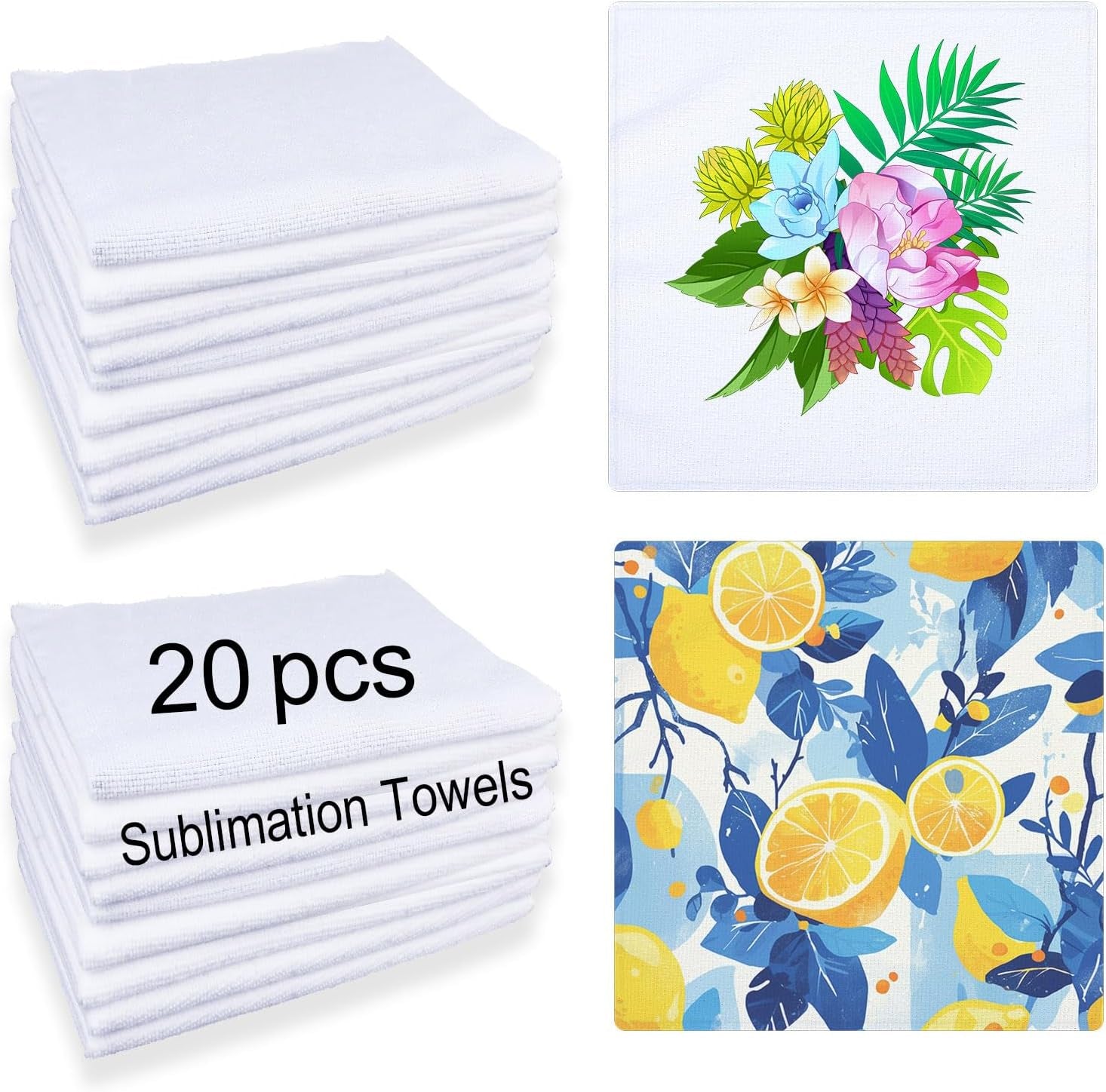 GEKIXUTP 20 Pcs Sublimation Towels Blank,12 X 12 Inch DIY Microfiber Sublimation Kitchen Towel,Sublimation Hand Towels,Sublimation Tea Towels Blanks
