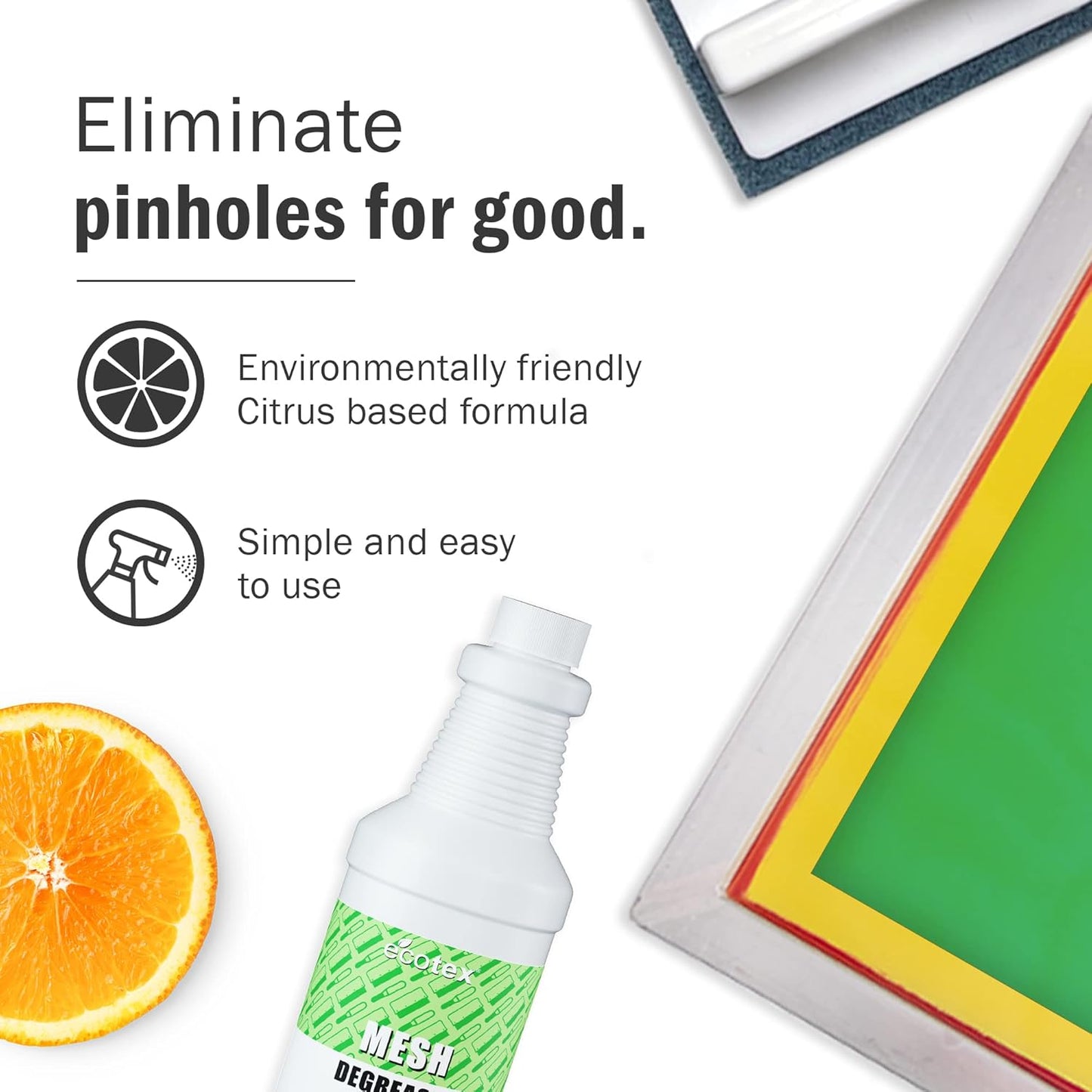 Ecotex® Screen Printing Mesh Degreaser (Quart - 32Oz.) - Silk Screen Cleaner, Oil and Residue Remover - Screen Printing Frame Degreaser and Mesh Cleaner, Eco-Friendly Screen Printing Supplies