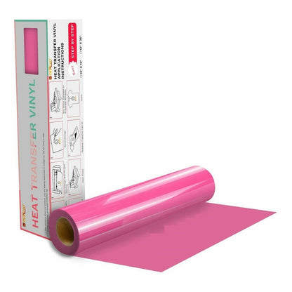 Pink HTV Heat Transfer Vinyl Roll- 12" X 12FT Pink HTV Vinyl for Shirts - Easy to Cut & Weed Iron on Vinyl for Clothes(Pink)