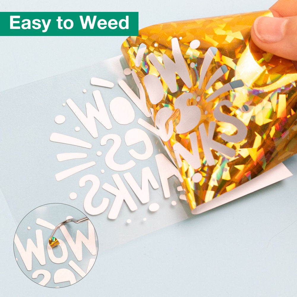 12" X 5 FT Crystal Gold Holographic Heat Transfer Vinyl HTV T-Shirt for Cricut