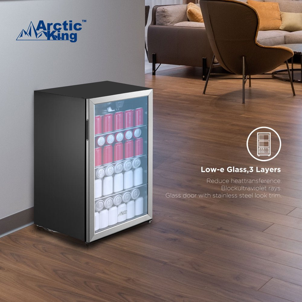 115-Can Beverage Fridge & Cooler, Stainless Steel Look, ARV115B1AST