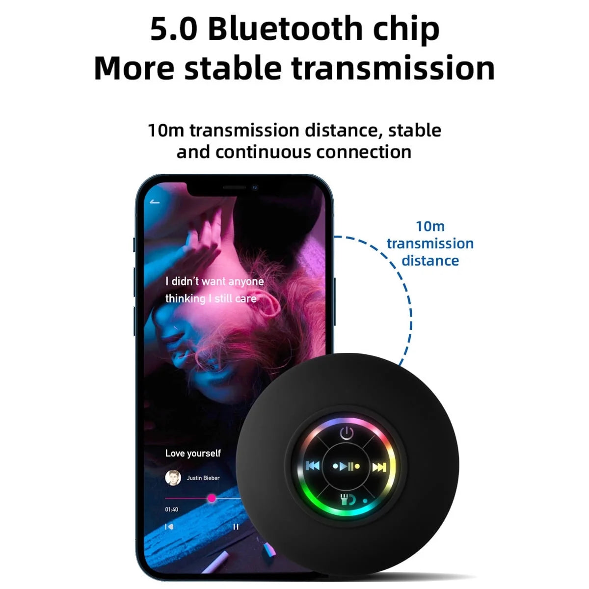 Bluetooth Floating Pool Speaker, Mini Bluetooth Speaker, Waterproof Speakers,Rgb Light Bluetooth Suction Cup Speaker,Portable Bluetooth Speaker for Outdoor Swim Camping Party