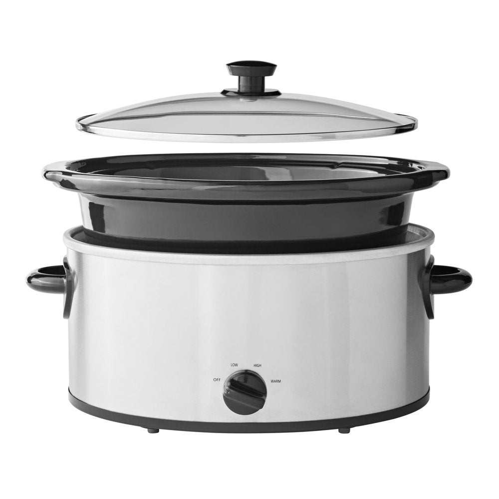 6 Quart Oval Slow Cooker, Stainless Steel Finish, Glass Lid, Model # MS54100112168S