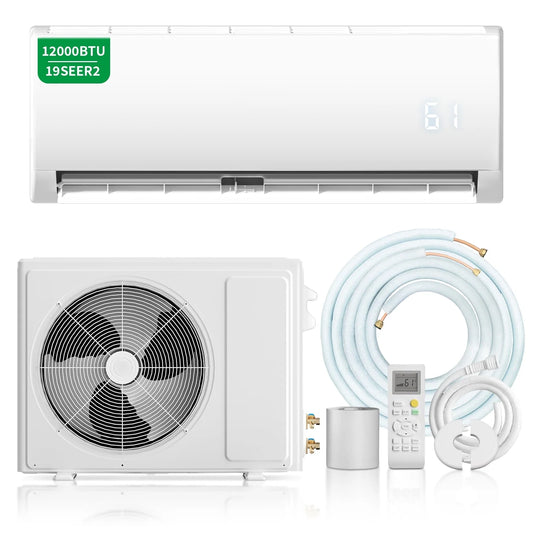 12000BTU Mini Split Air Conditioner with Heat Pump,19 SEER2 115V Split Ac Unit with Remote AC Cool up to 1000 Sq. Ft,Variable Frequency Cooling and Heating，R32 Refrigerant & Installation Kit, White