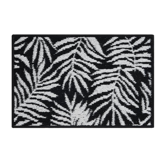 Jacquard High Low Loop Kitchen Mat 18In X 27In Rich Black & Arctic White