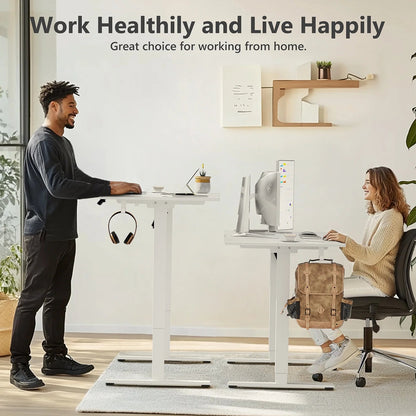 Electric Standing Desk Height Adjustable Desk 48 Inch 4 Memory Height Ergonomic Sit Stand up Desk for Home Office, White, 2 Split Boards