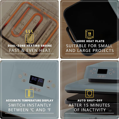 Auto Heat Press Machine for T Shirts - 15X15 Heat Press Accessories & HTV Vinyl Rolls Heat Transfer Vinyl