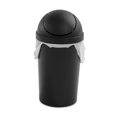 3 Gal. round Swingtop Wastebasket Plastic, Black