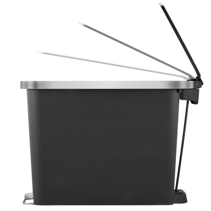 10.5 Gallon Trash Can, Plastic Slim Step-On Kitchen Trash Can, Black
