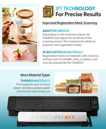 Silhouette Cameo 5 Pro MK II - 24" Cutting Mat, Power Cords, Built in Roll Feeder, Silhouette Studio Software