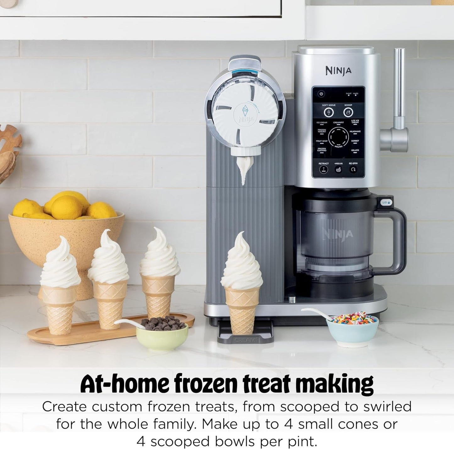 Ninja Creami Scoop & Swirl Ice Cream Maker, Soft Serve Desserts, Sorbet, Milkshakes, Frozen Yogurt and More, 13-In-1 Programs, Includes Handle and Two 16 Oz 2-In-1 Pints, NC701