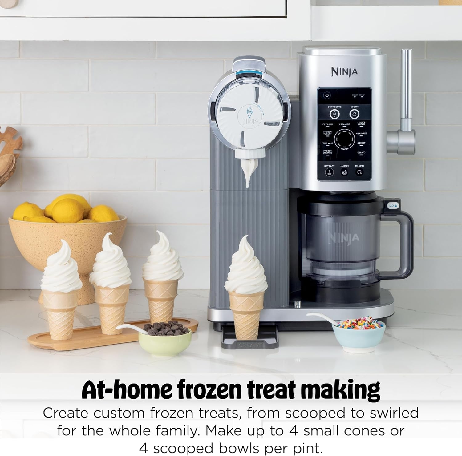 Ninja Creami Scoop & Swirl Ice Cream Maker, Soft Serve Desserts, Sorbet, Milkshakes, Frozen Yogurt and More, 13-In-1 Programs, Includes Handle and Two 16 Oz 2-In-1 Pints, NC701