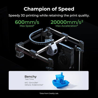 Creality K1C 3D Printer, 600Mm/S Fast Speed Auto Leveling 3D Printers with AI Camera for 300°C Printing, Switchable Silent Mode Reliable Carbon Fiber 3D Printing 220 * 220 * 250Mm