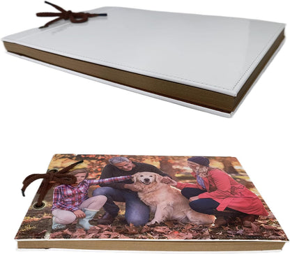 Sublimation Photo Album Blanks Leather Diy Family Scrapbook Photo Album Expandable 11.6X7.5 Inches 80 Pages (Brown)