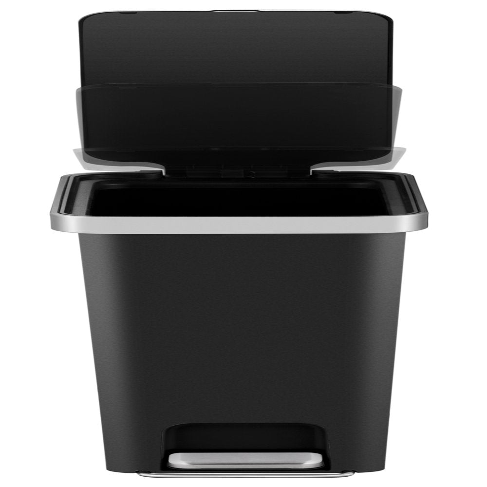 10.5 Gallon Trash Can, Plastic Slim Step-On Kitchen Trash Can, Black