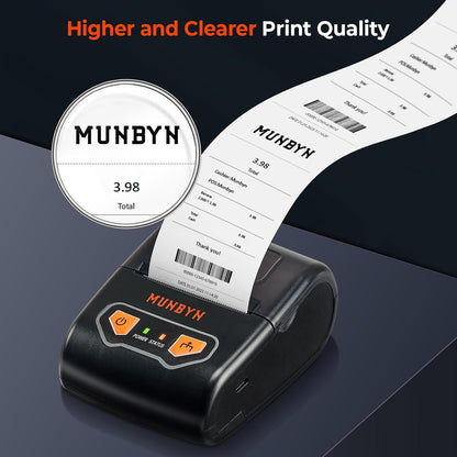 MUNBYN Bluetooth Receipt Printer, Portable Thermal Receipt Printers for Small Business Sales Retail, 58Mm Mini Receipt Printer Compatible with Android/Windows/Mac/Chromeos/Linux(Not Support Ios)