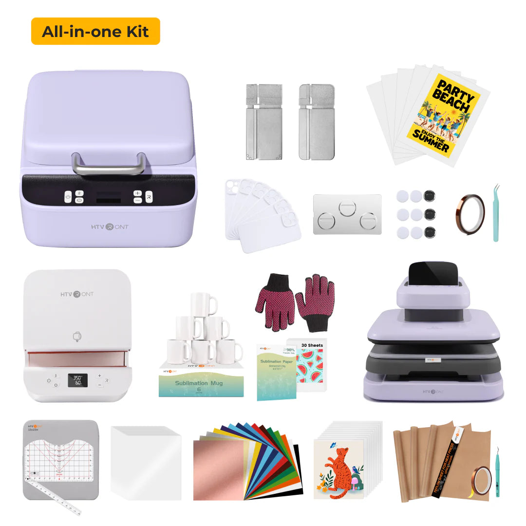 HTVRONT Auto Heat Press 2+ H17 Phone Case Heat Press +Tumbler Heat Press All-In-One Bundle