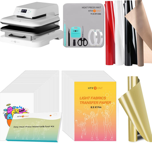 Auto Heat Press Machine for T Shirts - 15X15 Heat Press Accessories & HTV Vinyl Rolls Heat Transfer Vinyl