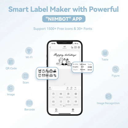 B1 Label Makers, 2 Inch Bluetooth Label Maker Auto Identification Portable Label Printer (Cyan)