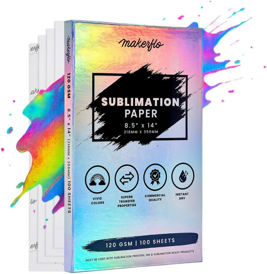 Makerflo Sublimation Paper 8.5 X 14 Inch 1000 Sheets, Heat Transfer Sublimation Paper for Tumblers T-Shirts Phone Case Mugs, Printable Stickers Gifting Christmas DIY Enthusiast