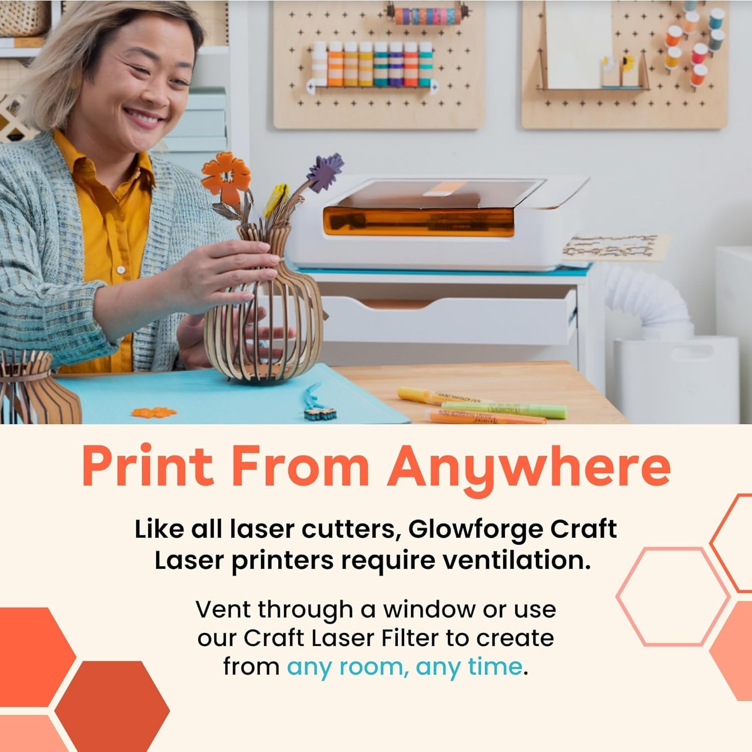 Glowforge Aura Craft Laser Engraver and Cutter with Proofgrade Essentials Bundle, Engraving Machine and Materials for Hobbies
