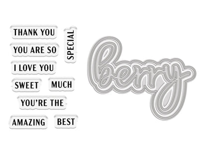 Berry Bliss - Berry Sentiment Stamp & Metal Die Set