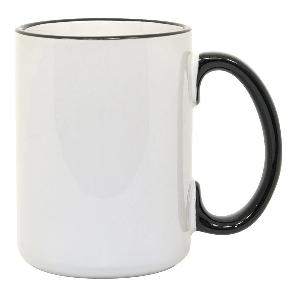 HPN ORCA Premium 15 Oz. Color Rim + Handle Sublimation Ceramic Mug - 36 per Case