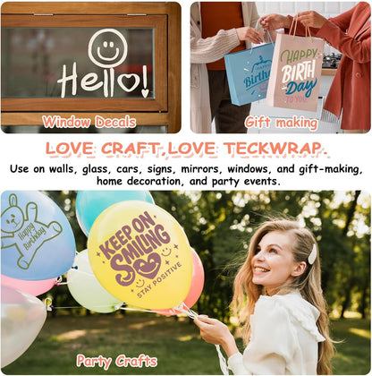 Permanent Adhesive Vinyl Bundle for Crafting Cutter 12" X 36"/Rolls (Matte Olive,Rose Gold,Ivory White,Cobalt Blue,Teal)