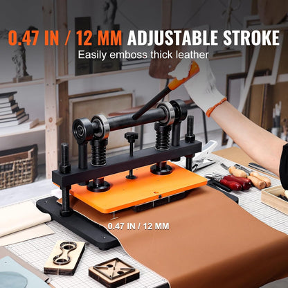 VEVOR Leather Cutting Machine, 14.2 X 10.2 in Embossing Plate Manual Die Cutter, 0.47 in Pressure Stroke Leather Embossing Machine, Dual Guide Shafts Die Cut Machine for Various of Materials