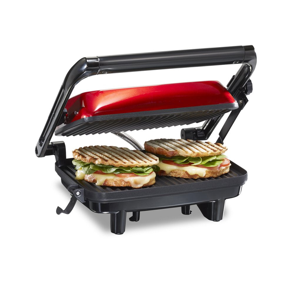 Panini Press Grill and Gourmet Sandwich Maker, Locking Lid, Nonstick Grill Plates, Silver, 25462