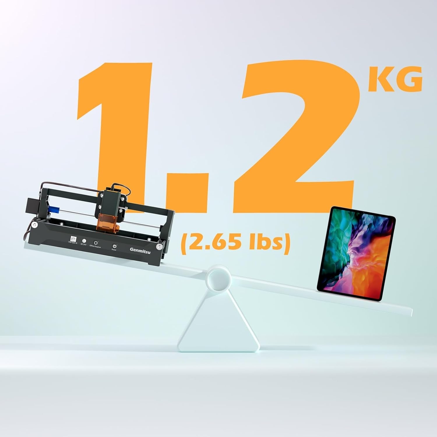 Genmitsu Laser Engraver Machine Kortek 2.5W 2500Mw, Wireless APP Supported, ±0.01Mm High Precision, Portable Laser Engraving Machine for DIY Wood, Acrylic, Leather, Glass, Metal, Fiber, Safety Class 1