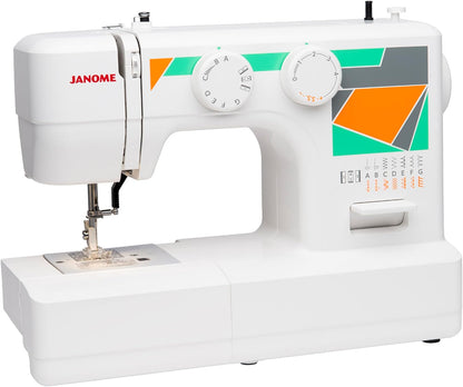 Janome MOD-15 Easy-To-Use Sewing Machine with 15 Stitches, Adjustable Stitch Length and 5-Piece Feed Dogs