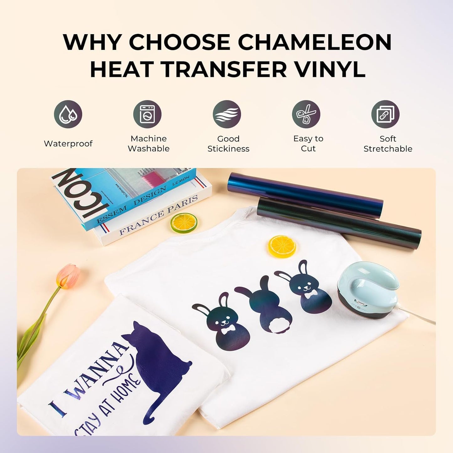 Chameleon HTV Heat Transfer Vinyl - 12" X 8Ft Bronze Turns Purple HTV for Shirts, Iron on Vinyl for All Cutting Machine - Easy to Cut & Weed for Heat Transfer Design