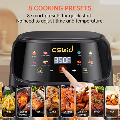 Air Fryer 8 QT Large Capacity Touch Screen Smart Fryers Household Multi-Function Window Visible Air Fryer That Crisps, Roasts, Reheats, & Dehydrates,Including Air Fryer Paper Liners 50Pcs,Black