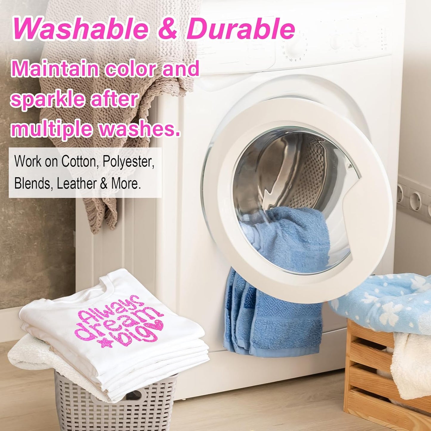 Glitter Heat Transfer Vinyl for T-Shirts Hot Pink Glitter Iron on Vinyl HTV - 10" X 5Ft Easy to Cut & Weed for All Cutter Machine (Neon Pink)