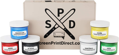 Screen Printing Ink Set (6 Color, 8 Oz.) - Ecotex® Water Based Fabric Ink, Silk Screen Ink, Ink for Shirt Printing - Screen Printing Supplies for Screen Printing Kit, Includes Discharge Activator