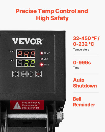VEVOR Heat Press, 15X15 Power Heat Press Machine for T-Shirts, Fast Heating, High Pressure Digital Industrial Sublimation Printer for Heat Transfer Vinyl, Dark Black