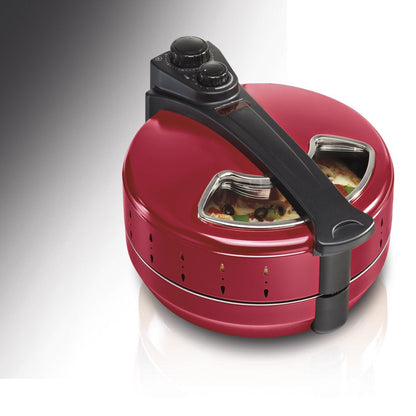 Enclosed Pizza Oven Maker, 12" Pizza, Viewing Window, Red, 31700