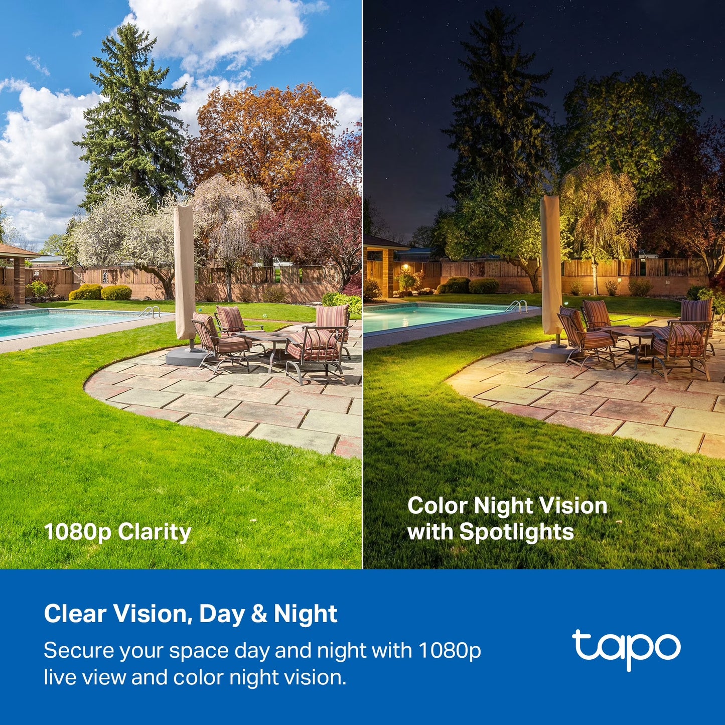 Tapo TCW61 Indoor/Outdoor HD Security Camera with Color Night Vision, Free Smart AI Detection, No Subscription Needed, 2-Way Audio, Local Storage, Alexa & Google Home Compatible
