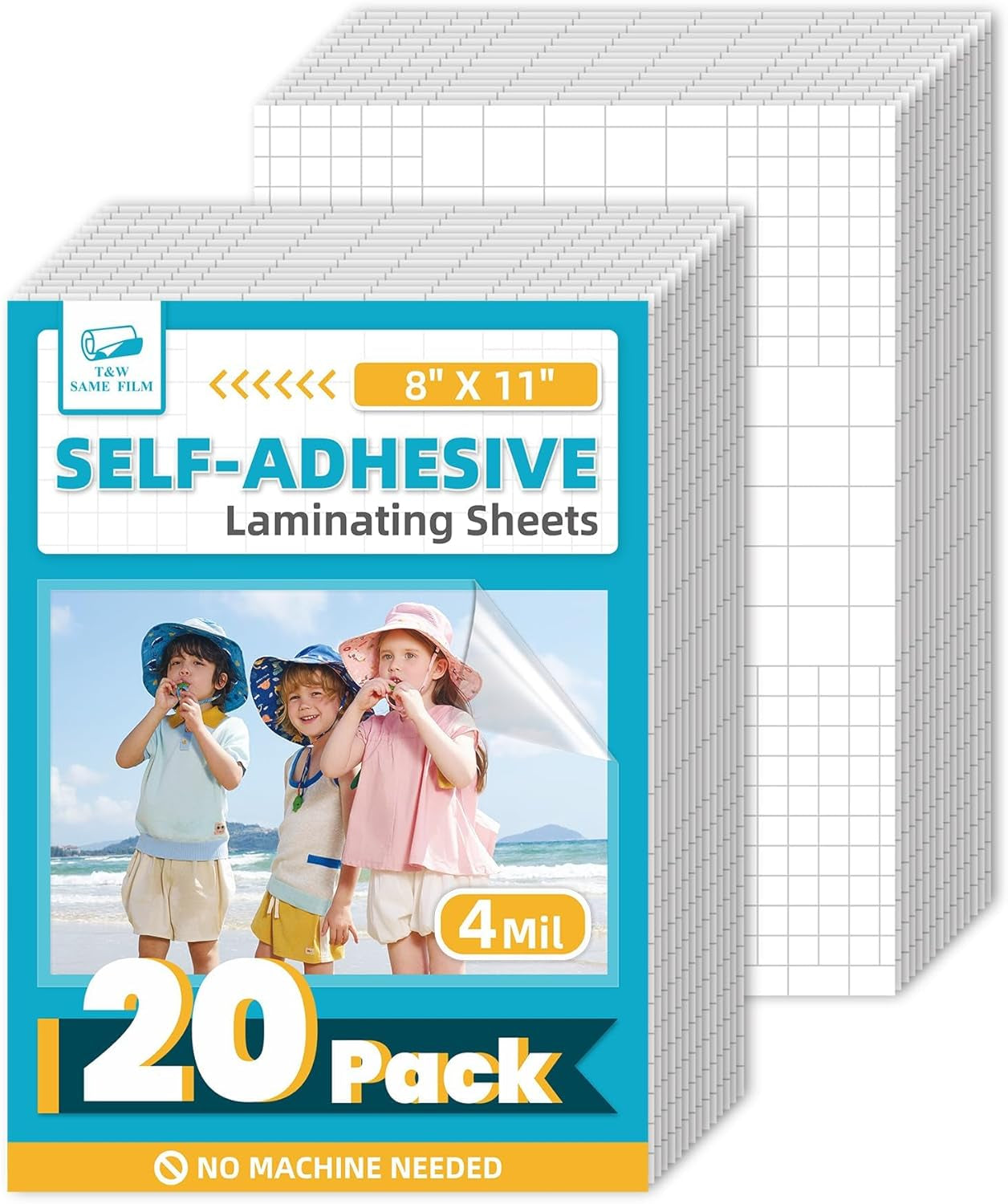 Self Adhesive Laminating Sheets 20 Pack, 8X11'', No Heat Laminating Sheets | 4Mil No Machine Needed Instant Self Sealing Laminating Sheets-Dry Erase-Lasting Protection for Home and Office