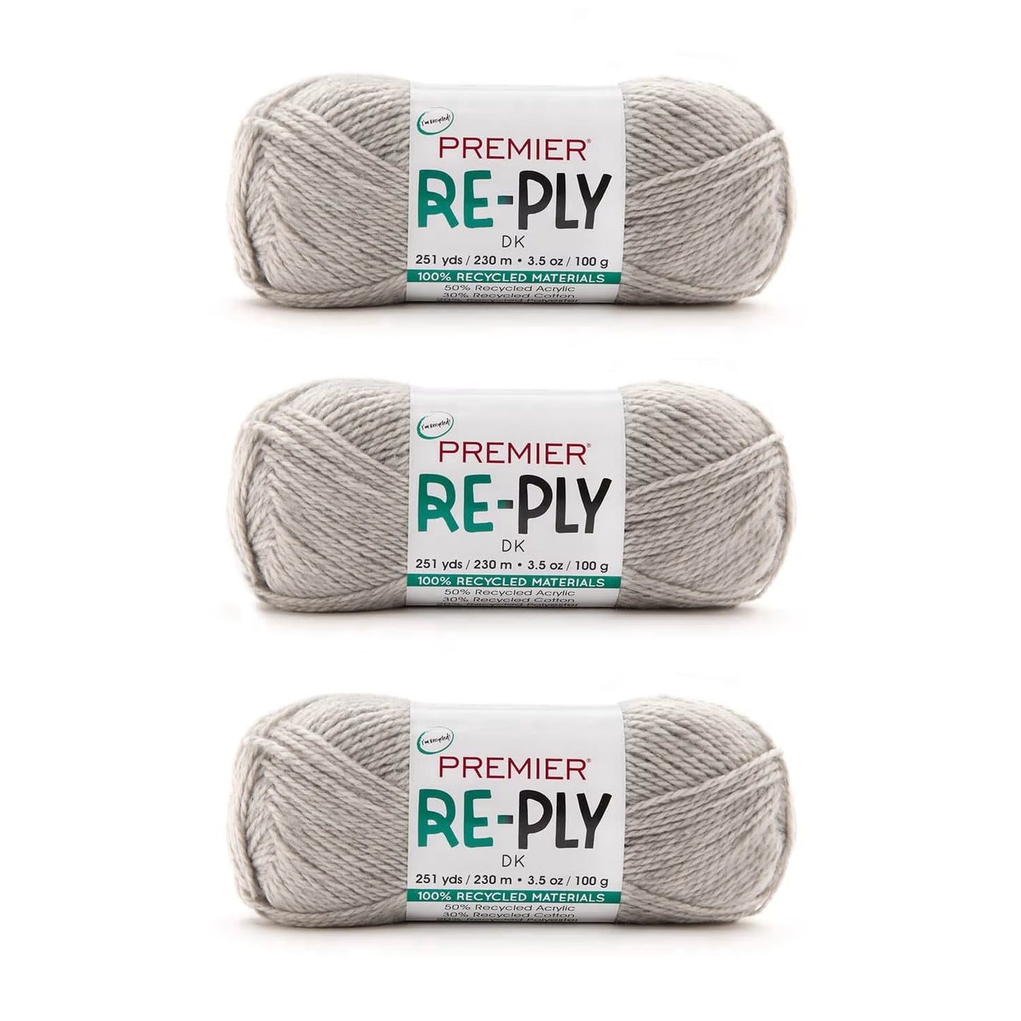 Re-Ply Bag of 3, Light Weight, Recycled Acrylic Cotton Blend Yarn