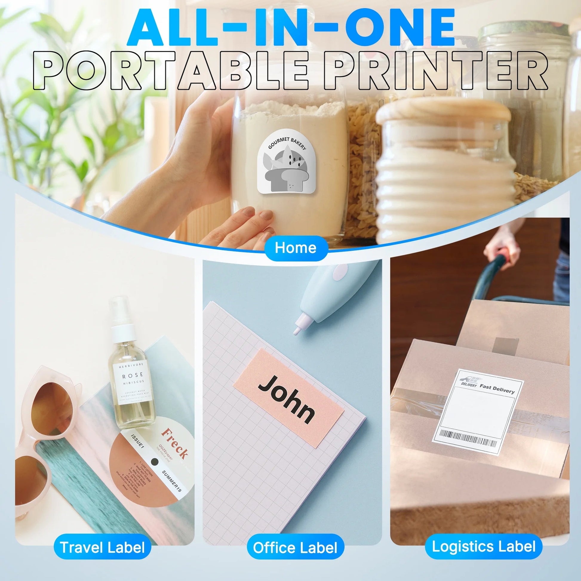 Label Maker Machine with Tape,Bluetooth Label Maker,Wide Waterproof Label Thermal Label Printer for Small Business,Address, Logo, Retail, Blue