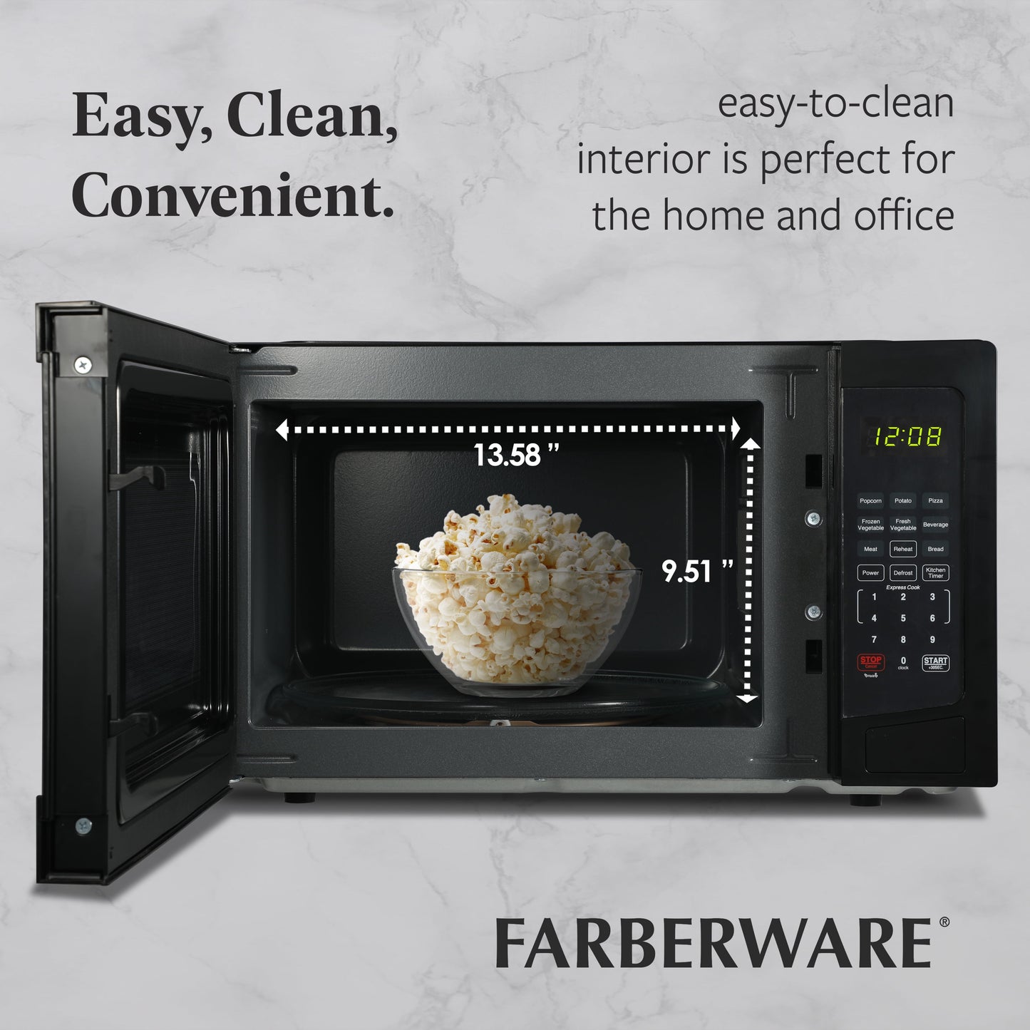 1.1 Cu. Ft. Countertop Microwave Oven – 1000W Power, Auto Cook Settings, Defrost, and Safety Lock – Black