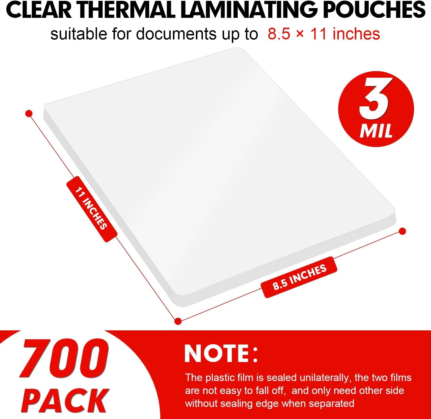 RAZCC Laminating Sheets, 700 Pack Clear Thermal Laminating Plastic Paper Laminator Sheets, 9 X 11.5-Inch, 3Mil, Ideal Office or School Supplies